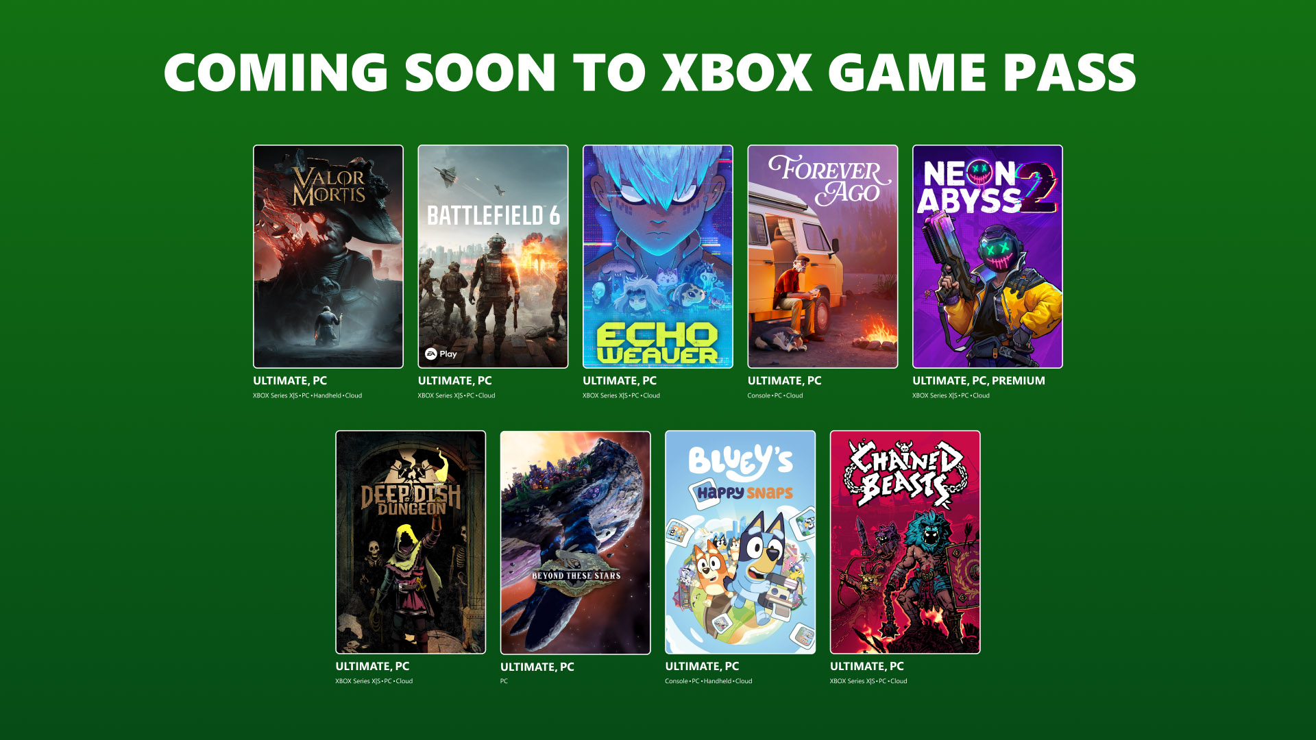 Official October Game Pass lineup with the listed games