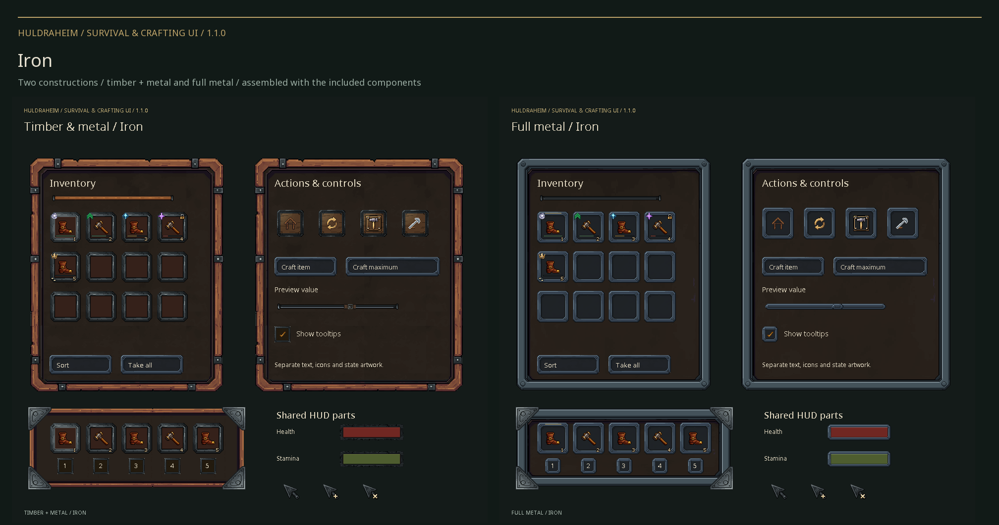 Iron UI in timber and full-metal constructions