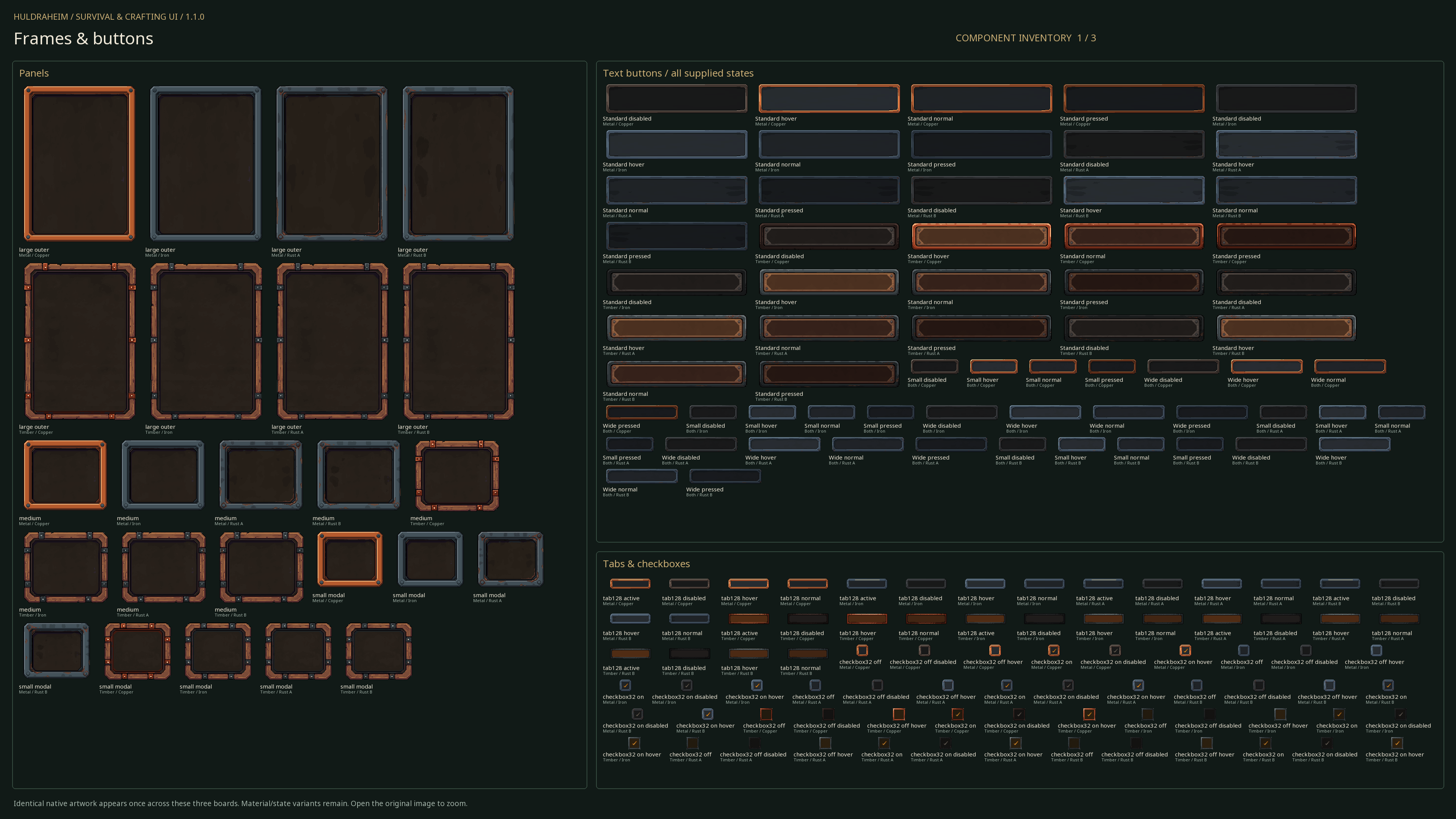 Frames, buttons, tabs & checkboxes